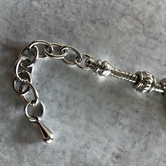 #1 Mom Silvertone Snake Chain Slide Charm Bracelet - Picture 7 of 8